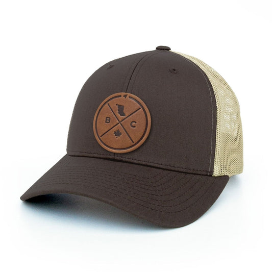 British Columbia Compass Leather Patch Trucker Hat