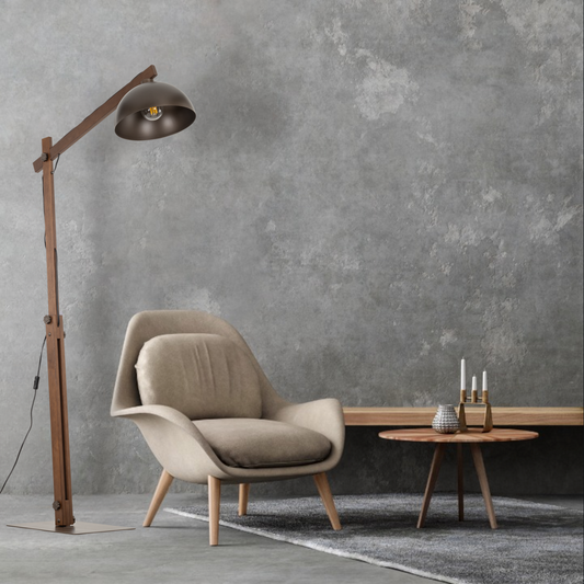 Oslo Brown Scandinavian Minimalist Floor Lamp for Living Room, Bedroom & Modern Interior Lighting