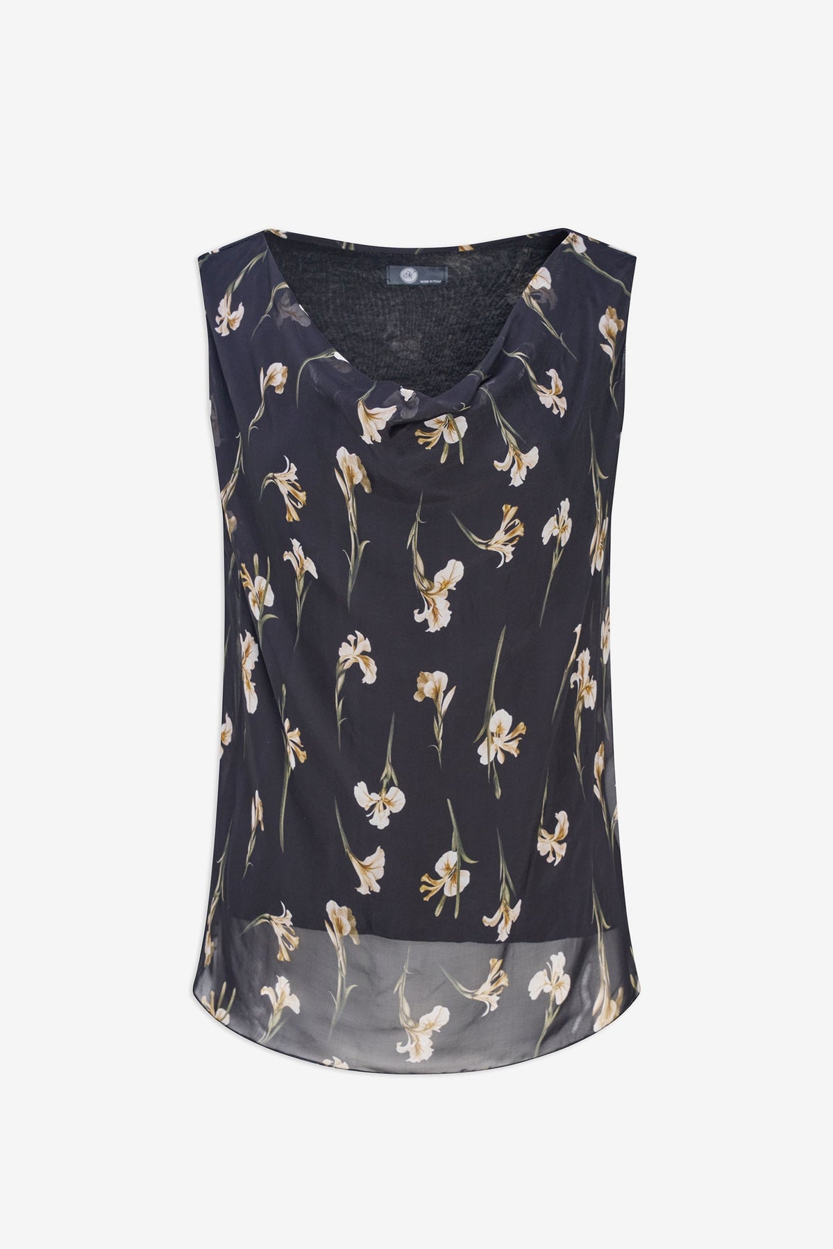 Women's Woven Printed Cowl-Neck Sleeveless Top