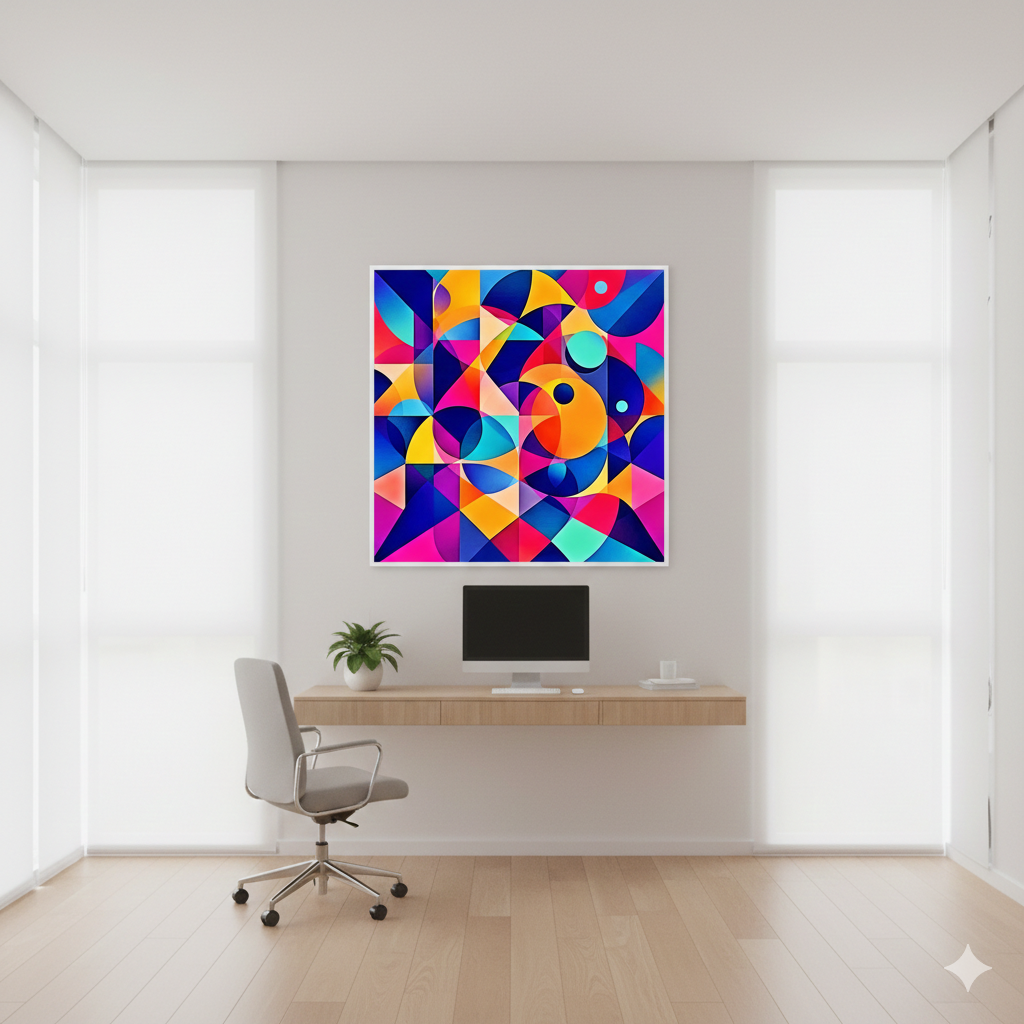 Bold Geometric Symphony Abstract Digital Art – Modern Colorful Wall Decor