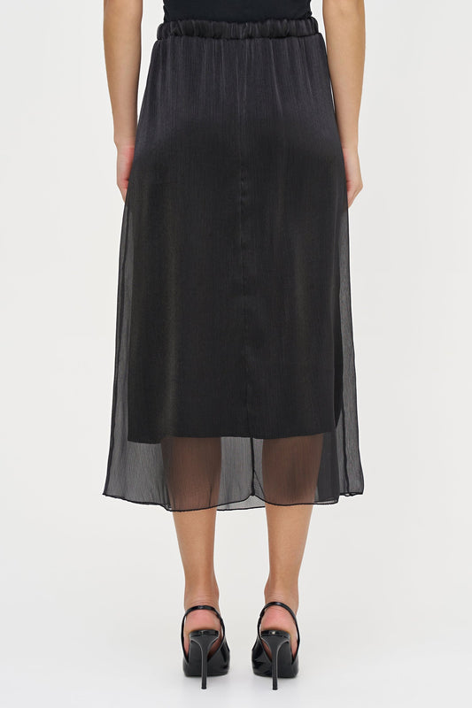 Women's Woven Pull-On A-Line Skirt with Front Pleat Details