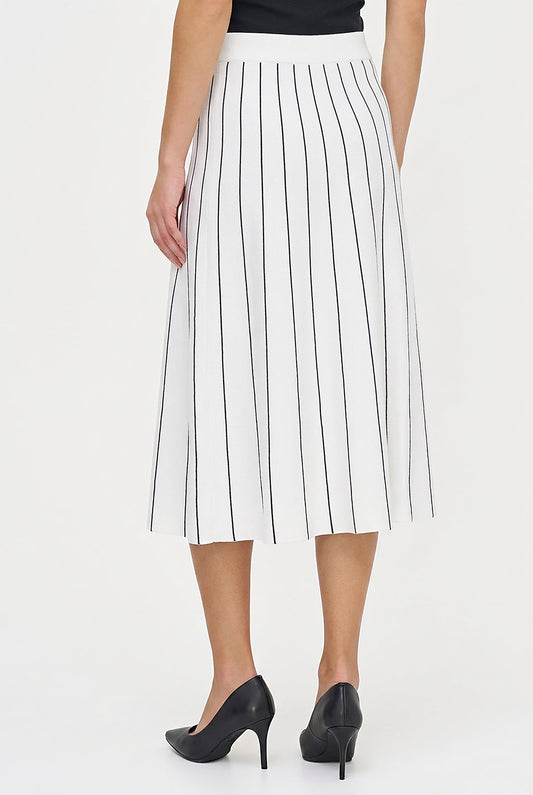 Women's Knit Color-Block Pull-On A-Line Skirt with Piping