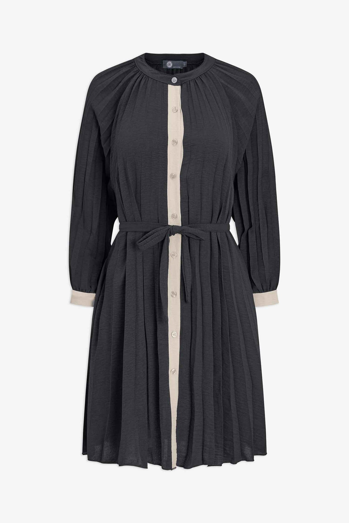 Women's Color-Block Pleated Shirt Dress