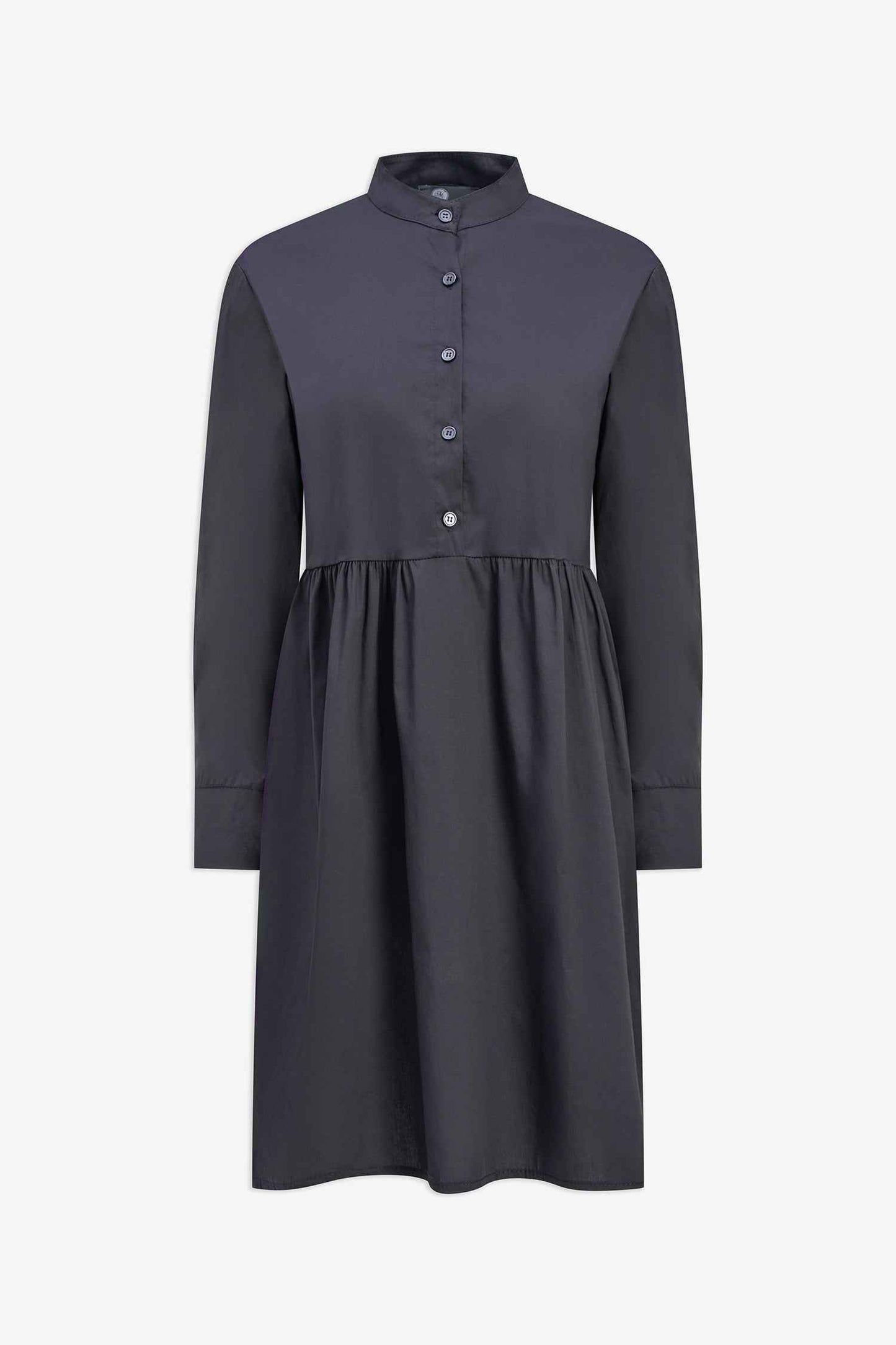 Women's Woven Long Sleeve Dress with a Partial Button-Down Front