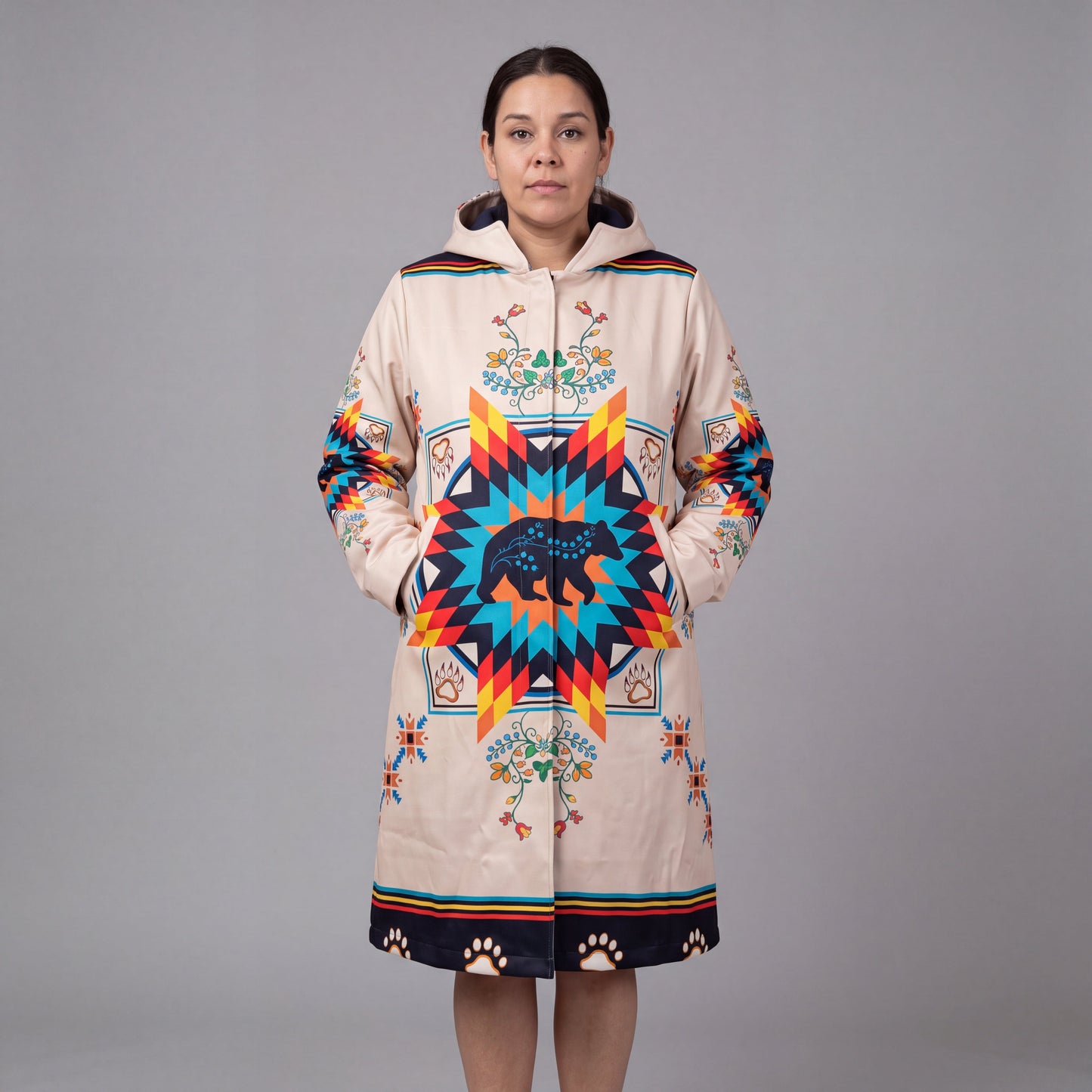 OLDTRIBES Courage bear Long Coat (white)