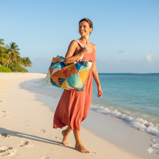 Colorful Geometric Triangle Pattern Weekender Bag | Bright Travel Tote | Beach Tote | Large Tote Bag| Mom carry on bag - AURABAGS SHOP