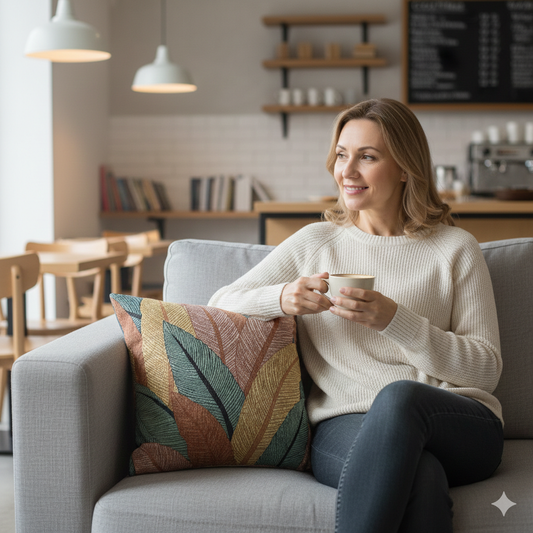 Tropical Leaf Woven Pillow | Boho Decorative Throw Cushion