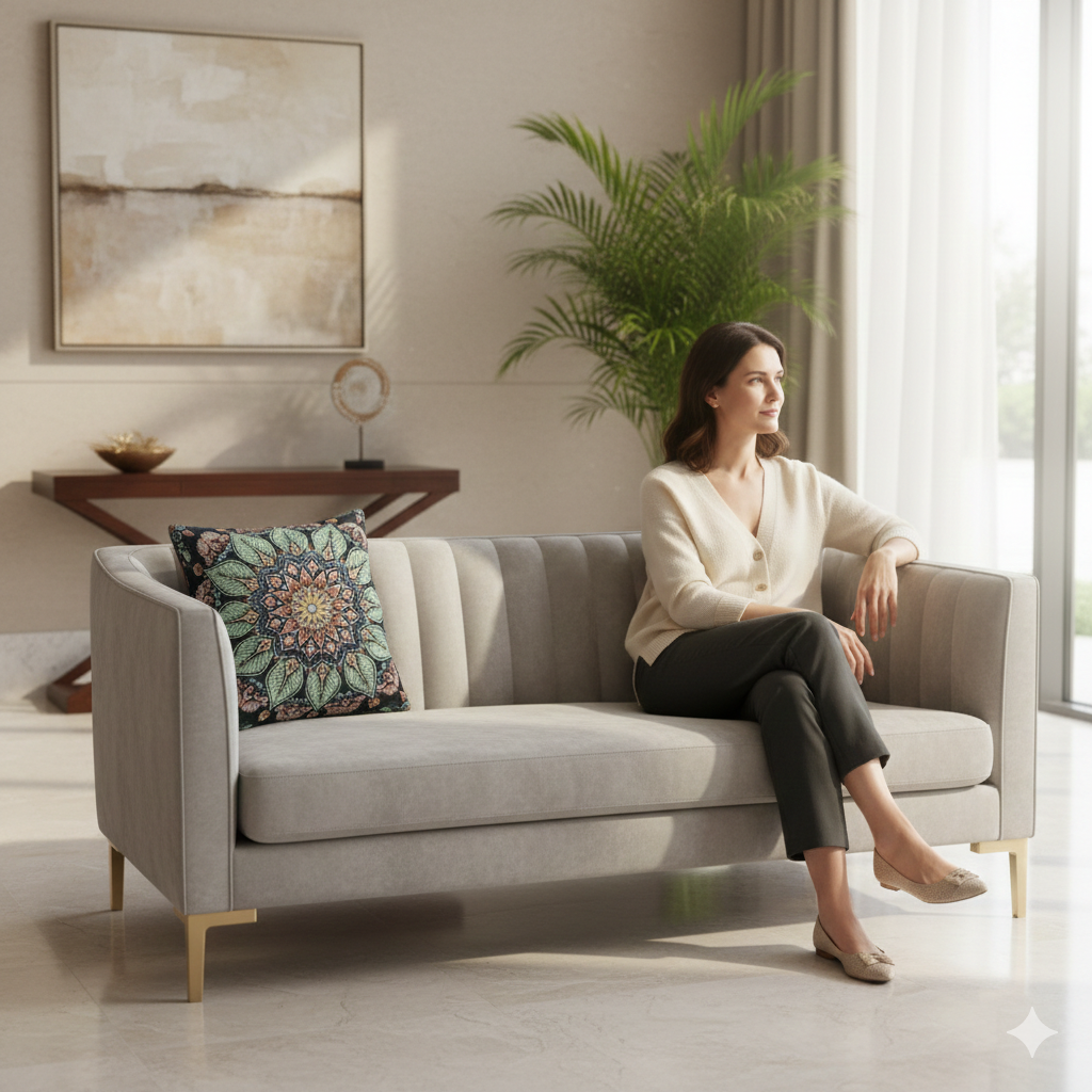 Mandala Floral Mosaic Woven Pillow | Boho Decorative Cushion Cover