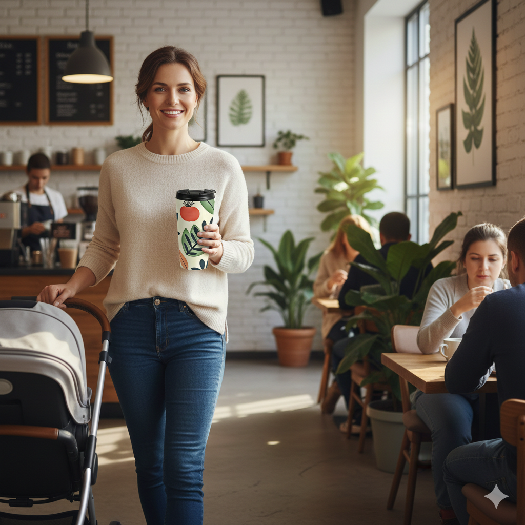 Floral Folk Art Stainless Steel Travel Mug