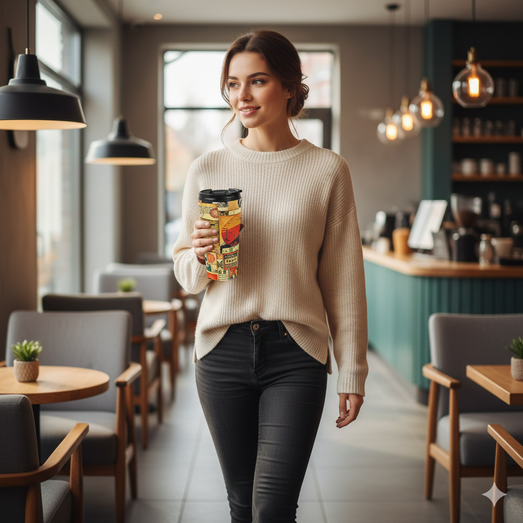 Travel Mug — Vintage Collage Stainless Steel Tumbler