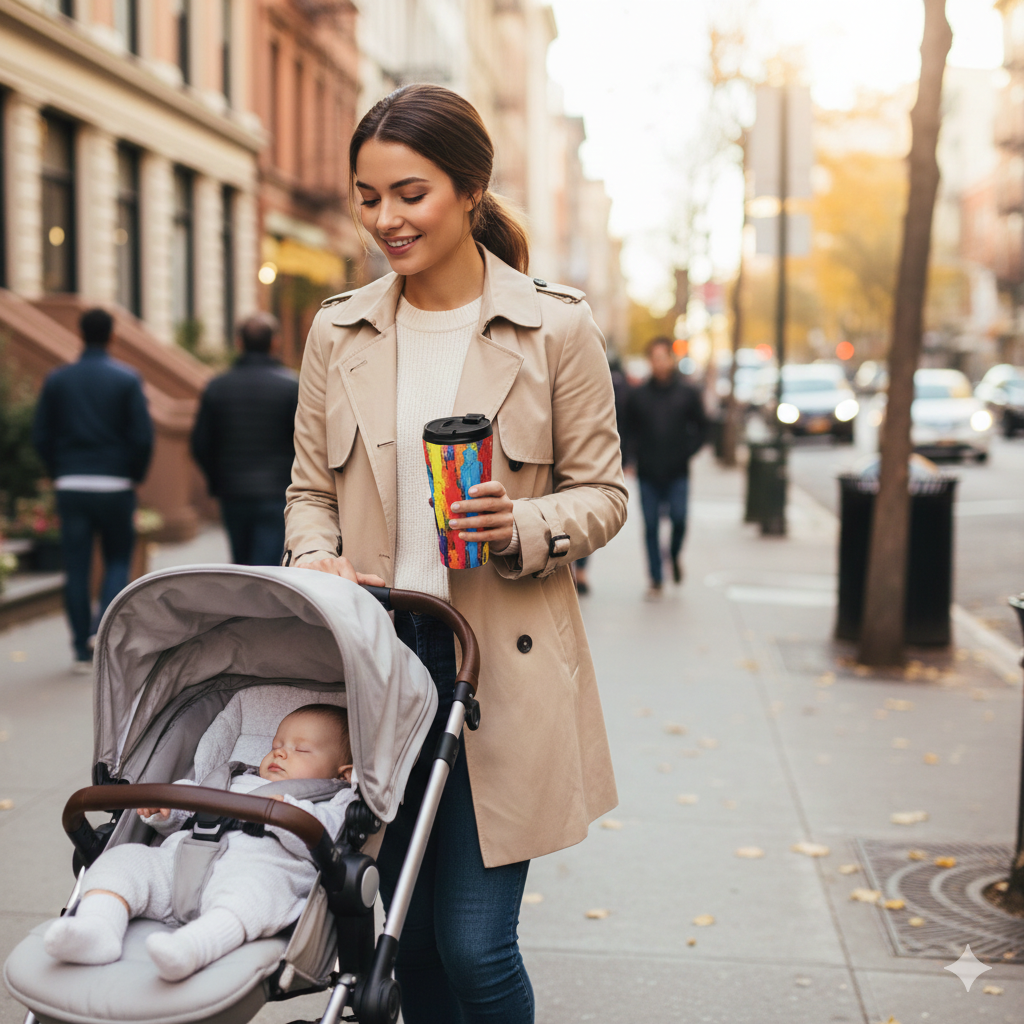 Colorful Abstract Paint Stroke Stainless Steel Travel Mug