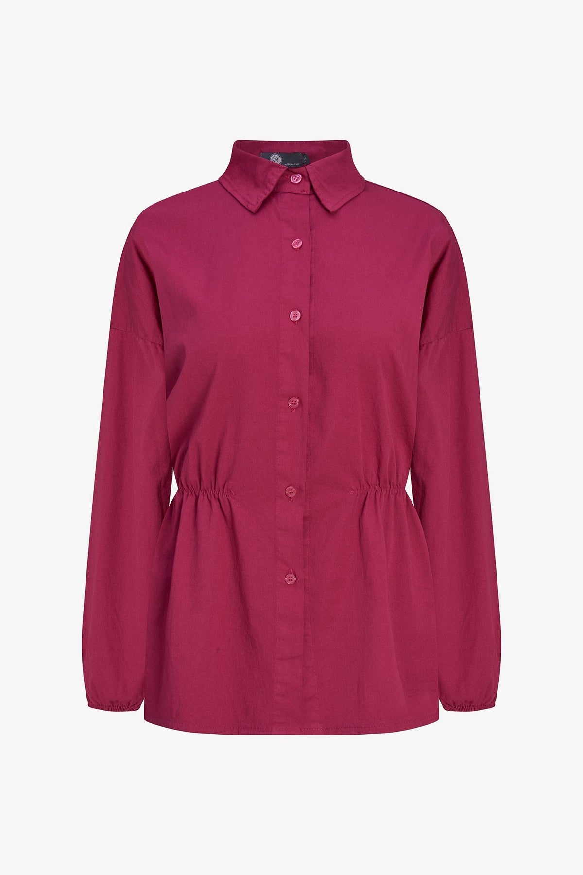 Women's Woven Button-Down Shirt, Long Sleeves & Elastic Waist
