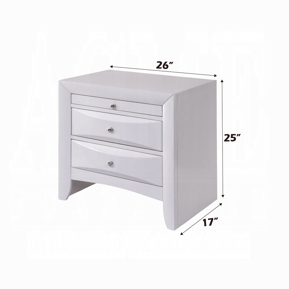 Neend Storage Nightstand - White