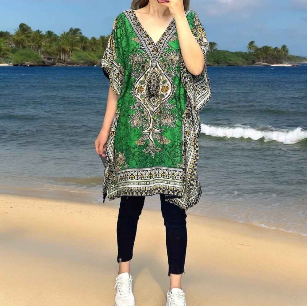 Green Printed Kaftans for Women