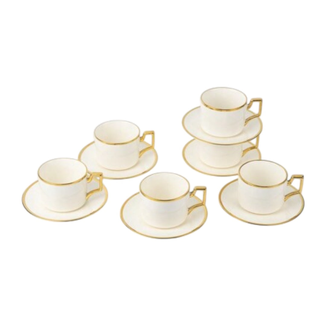 Ceramic Coffee Cups & Saucers 7 Oz - Set of 6+6