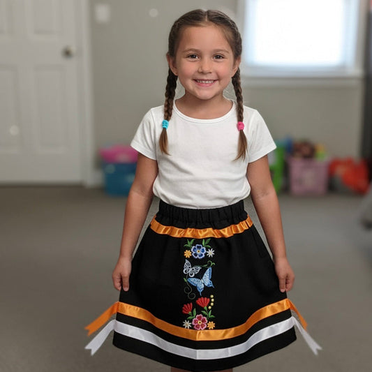 Infants Embroidered Flowers Ribbon Skirt