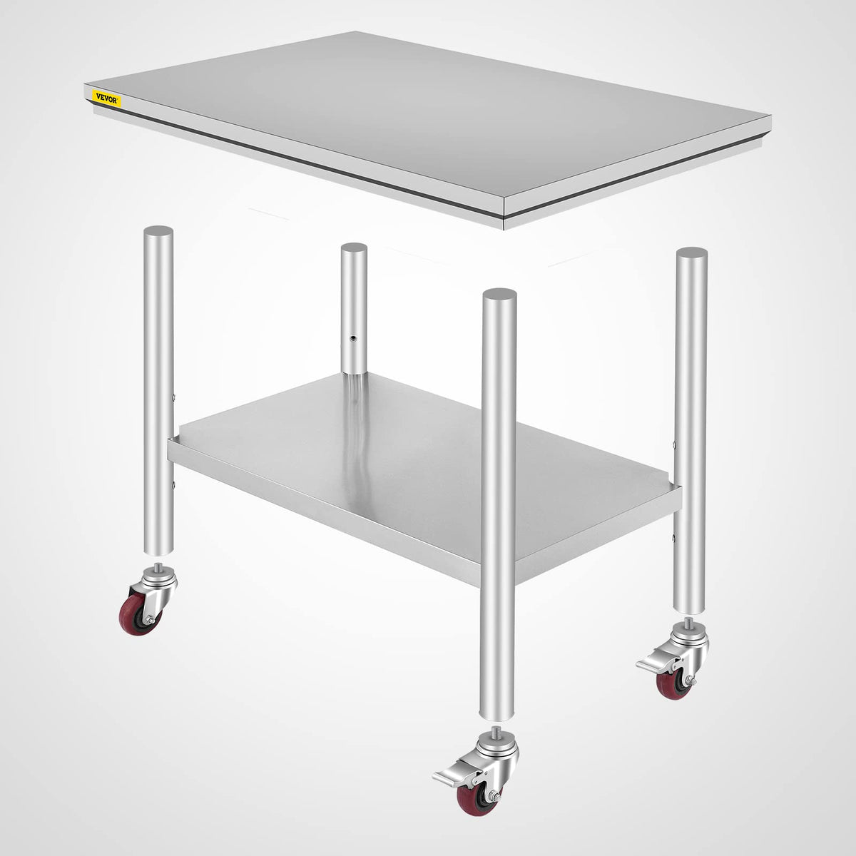 VEVOR 36x24x33.5 inch Stainless Steel Work Table with Wheels Prep Table with casters Heavy Duty Work Table for Commercial Kitchen Restaurant Business Garage 350 lb Capacity ๐ All In One Marketplace Canada