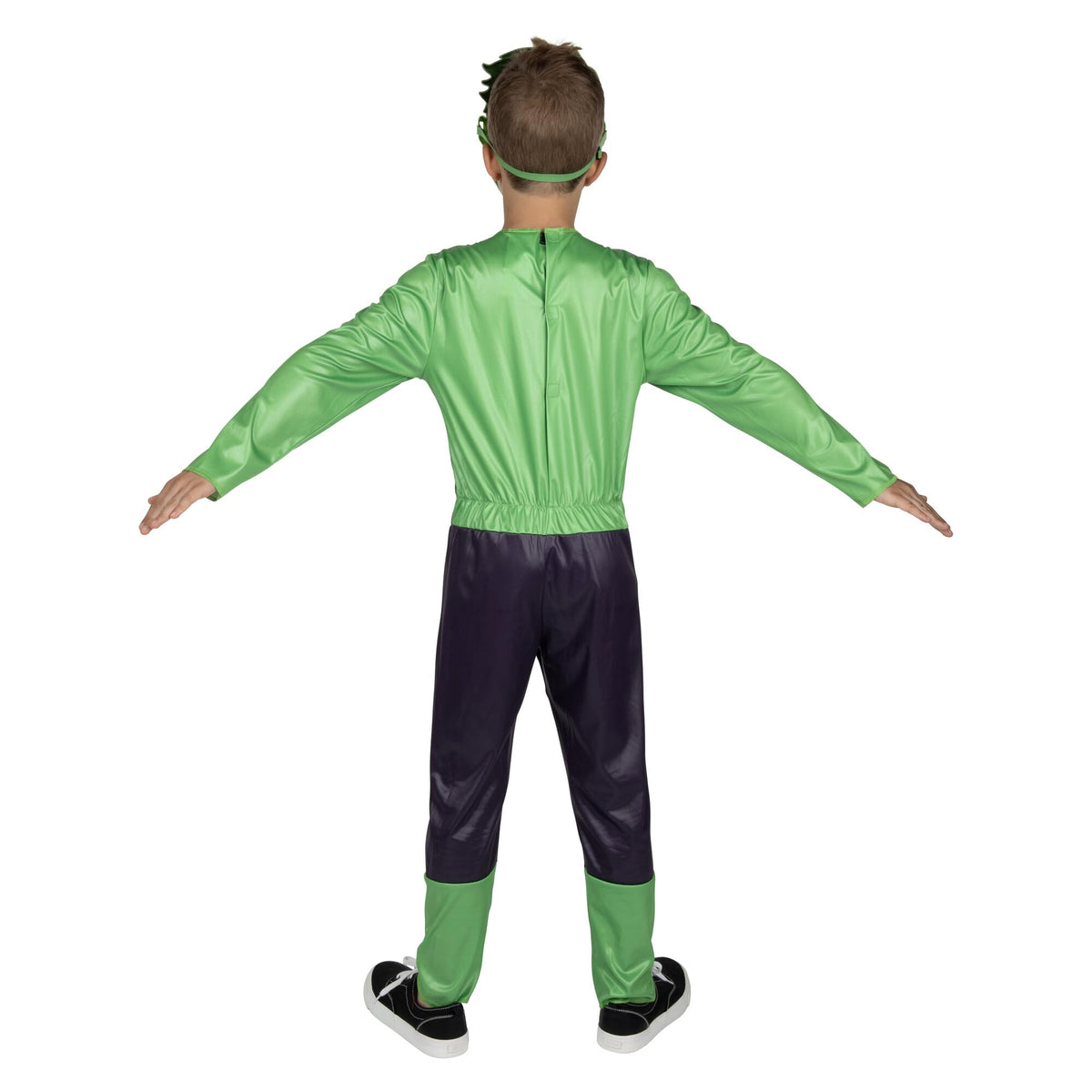 Marvel Hulk Official Youth Halloween Costume - Premium Quality Fabric Jumpsuit with Printed Design and Plastic Mask (Large) Green