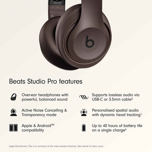Beats Studio Pro - Wireless Bluetooth Noise Cancelling Headphones - Personalized Spatial Audio, USB-C Lossless Audio, Apple & Android Compatibility, Up to 40 Hours Battery Life - Deep Brown 🍁 All In One Marketplace Canada