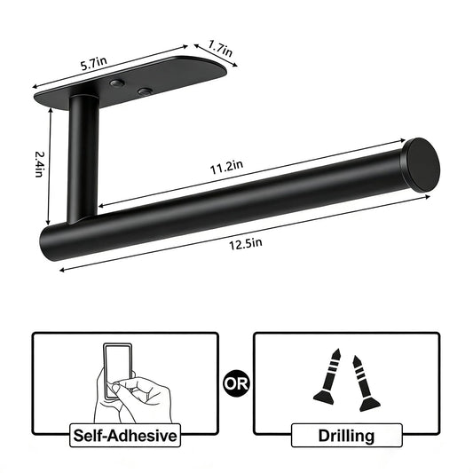 HUFEEOH Black Adhesive Paper Towel Holder Under Cabinet Wall Mount for Kitchen Paper Towel, Stainless Steel Paper Towel Roll Rack for Bathroom Towel 🍁 All In One Marketplace Canada