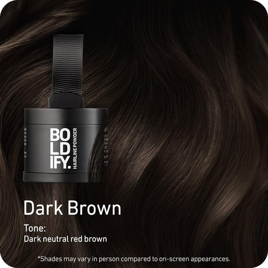BOLDIFY Hairline Powder - Root Touch Up Hair Color for Gray Coverage - Bald Spot Concealing Hair Powder for Women & Men - 24-Hour Stain-Proof - Dark Brown 🍁 All In One Marketplace Canada