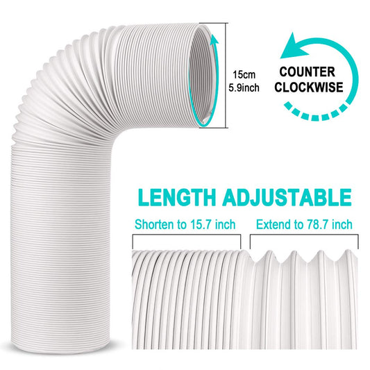 Air Conditioner Hose, Portable Exhaust Vent Hose with 5.9 Inch (6”) Diameter, Counterclockwise AC Hose Length to 80 Inch, Universal Replacement AC Vent Hose for LG and Many More Portable AC 🍁 All In One Marketplace Canada
