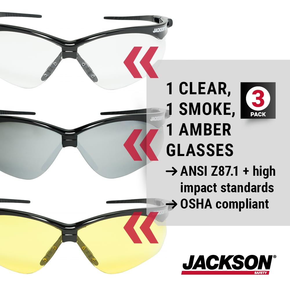 Jackson Safety 3-Pack SG Safety Glasses for Men & Women - CSA Z94.3 đ All In One Marketplace Canada