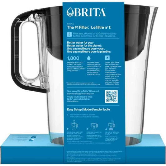 Brita 10 Cup Filter Pitcher with Smart Light Indicator, Reduces Chlorine taste and odour from Tap Water, Filters 151 Litres, Huron, Black 🍁 All In One Marketplace Canada