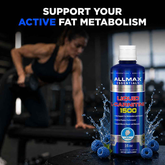 ALLMAX Nutrition Liquid L-Carnitine 1500 Miligrams, Blue Raspberry, 16 oz (473 ml) 🍁 All In One Marketplace Canada