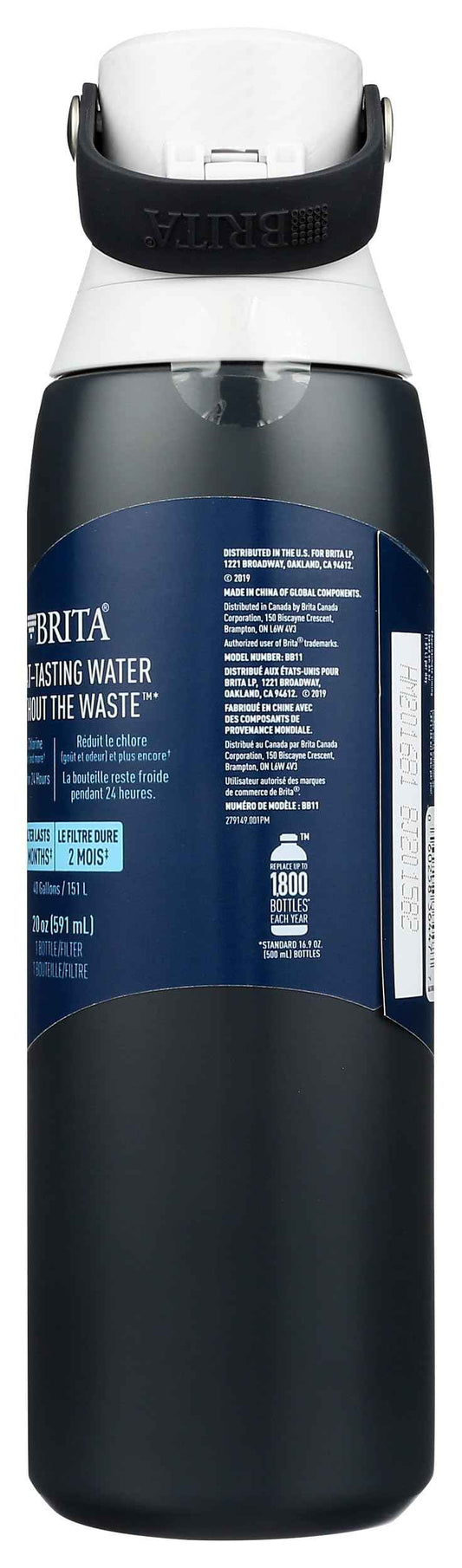 Brita Insulated Stainless Steel Filtering Water Bottle with Straw, BPA-Free Water bottle for Sports, Travel or Hiking, Great for gifting, Easy-carry loop, Leak-proof lid, 20 Oz, Carbon 🍁 All In One Marketplace Canada