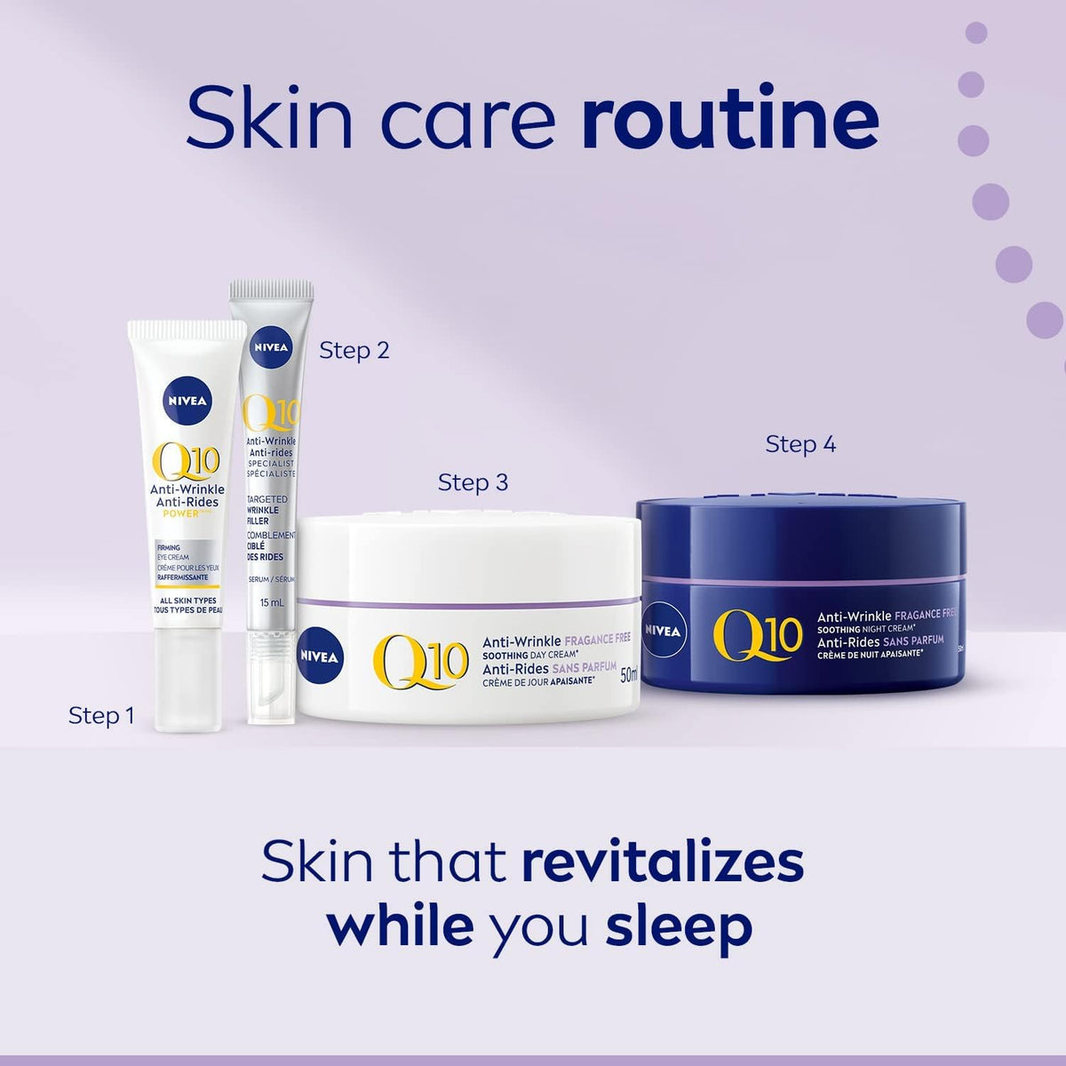 NIVEA Q10 Anti-Wrinkle + Fragrance Free Night Cream for Sensitive Skin | Night face moisturizer | 50mL ๐ All In One Marketplace Canada