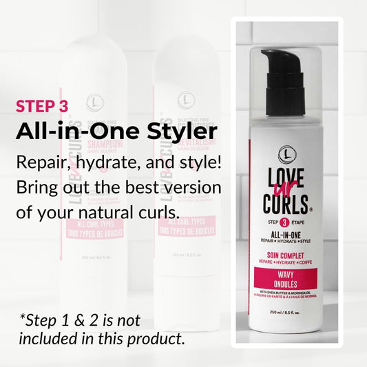 Love Ur Curls - All in One Curl Cream Styler, Curling Cream for Wavy Hair, Repair, Define, Hydrate & Style, Anti Frizz with Shea Butter, 250mL 🍁 All In One Marketplace Canada
