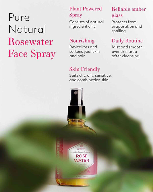 Rose Water Spray for Face by Leven Rose - Pure Natural Moroccan Rosewater Hydrosol Face Spray - Organic Rose Water Hydrosol 4 oz 🍁 All In One Marketplace Canada