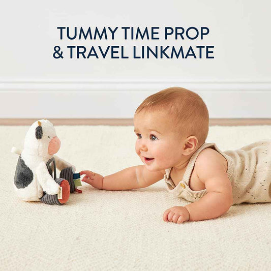 Itzy Ritzy Sensory Tummy Time Toy Mirror - Features Crinkle & Jingle Sounds, Multiple Textures and Mirror for Self-Discovery, Infant Toy For Ages 0 Months and Up, Cow 🍁 All In One Marketplace Canada