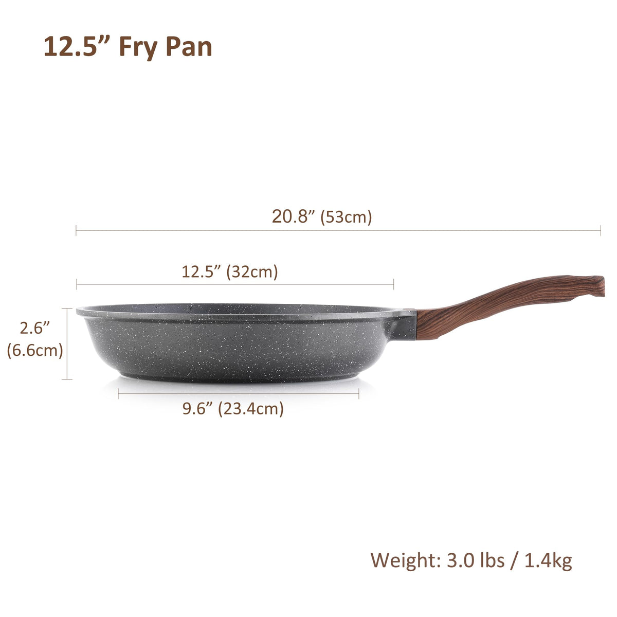 SENSARTE 12.5 Inch Nonstick Frying Pan Skillet, Swiss Granite Coating Omelette Pan, Healthy Stone Cookware, PFOA Free 🍁 All In One Marketplace Canada