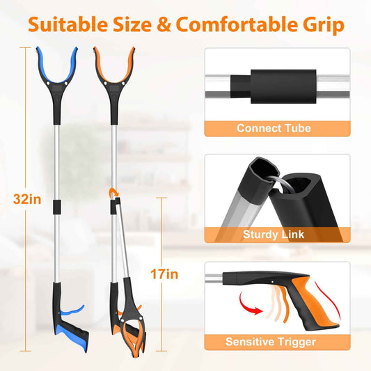 REWKCY 32in/83cm Grabber Reacher Tool 2-Pack, Foldable Reacher Grabber with 360° Rotating Jaw & Magnet, Heavy Duty Pick Up Stick for Seniors 🍁 All In One Marketplace Canada