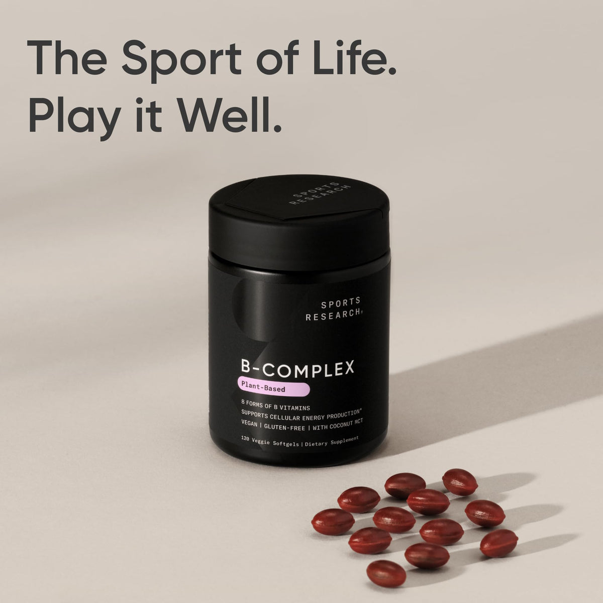 Sports Researchยฎ Vitamin B-Complex - Full Spectrum of B Vitamins with Methylated B12 & Folate - Gluten Free ยท Plant-Based ยท Non-GMO ยท Vegan-Friendly Formula - 120 Veggie Softgels ๐ All In One Marketplace Canada
