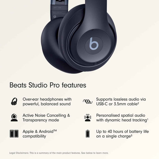 Beats Studio Pro - Wireless Bluetooth Noise Cancelling Headphones - Personalized Spatial Audio, USB-C Lossless Audio, Apple & Android Compatibility, Up to 40 Hours Battery Life - Navy 🍁 All In One Marketplace Canada