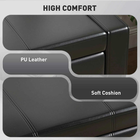 42-Inch Black Faux Leather Storage Ottoman Bench – Padded Footstool & Organizer Seat ( United States & Canada Delivery Only)