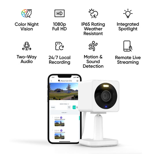 WYZE Cam OG 1080p HD Wi-Fi Security Camera - Indoor/Outdoor, Color Night Vision, Spotlight, 2-Way Audio, Cloud & Local storage- Ideal for Home Security, Baby, Pet Monitoring - Alexa & Google Assistant 🍁 All In One Marketplace Canada