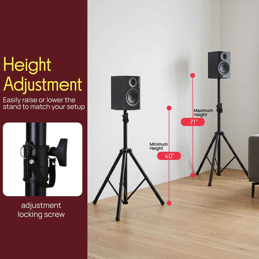 PYLE Speaker Stand – Heavy Duty Metal Tripod Base, Telescoping Adjustable Height 40” to 71”, Weight Capacity 132 lbs, w/ Safety Support Pin, Easy Fold- Perfect for Studio & On-Stage Performances 🍁 All In One Marketplace Canada