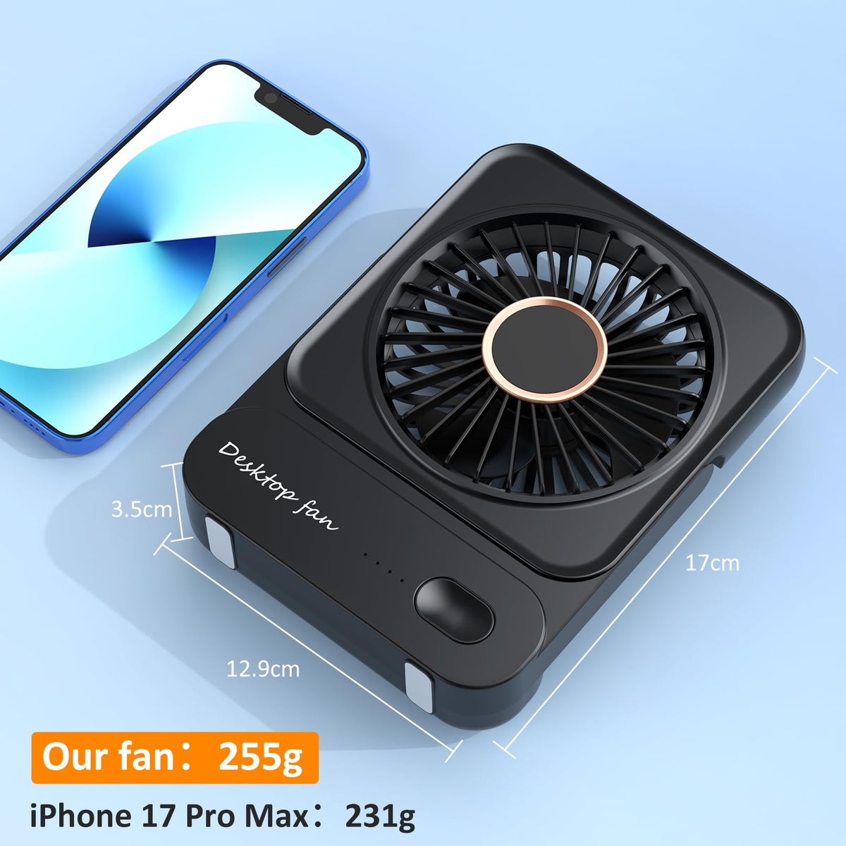 Desk Fan, 4000mAh Table Fan USB Rechargeable, 3 Speed Mini Fans, Quiet & Powerful & Rotatable, Compact & Portable Fan for Home Bedroom Desktop Office Traveling Car Outdoor, Black ๐ All In One Marketplace Canada