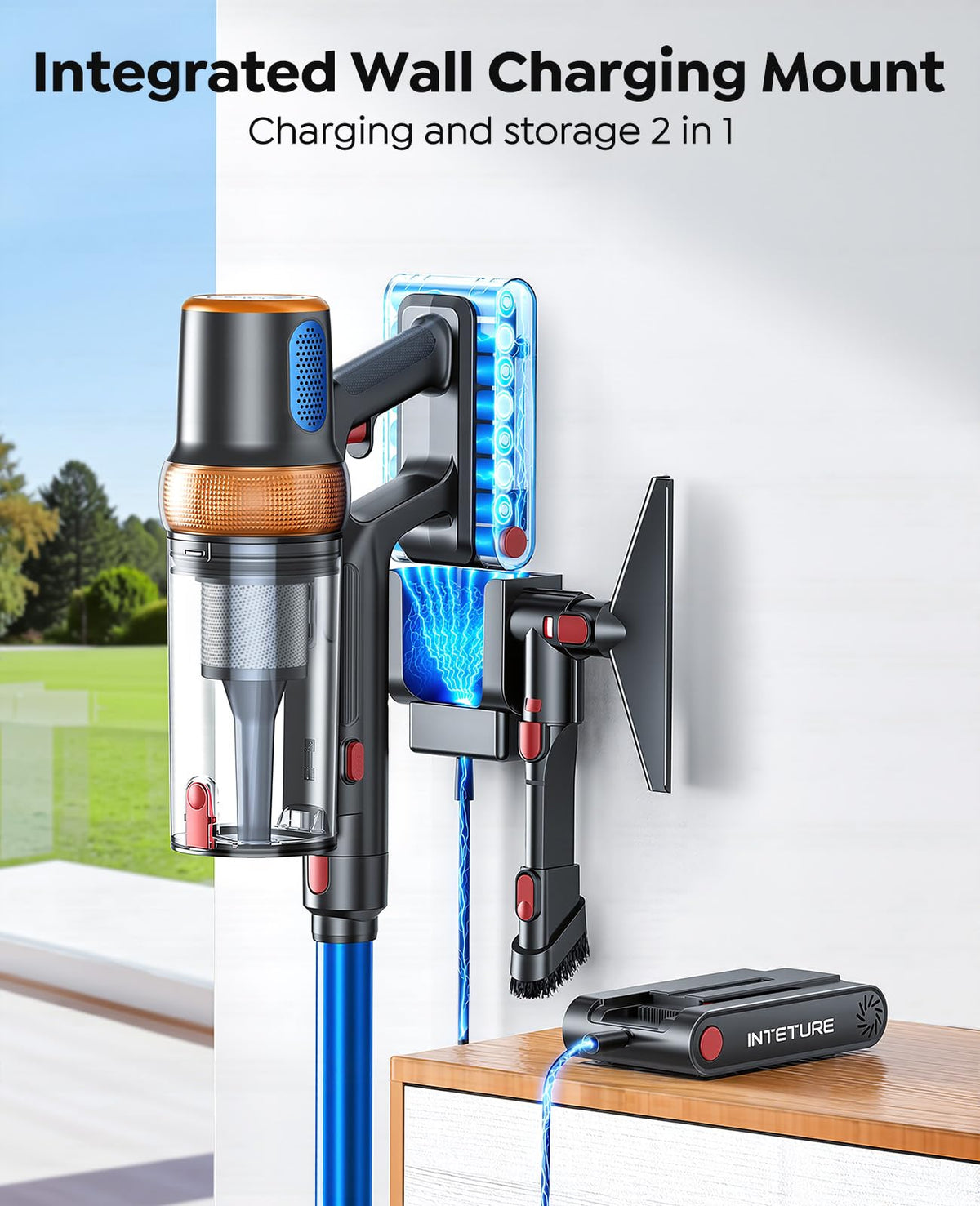 INTETURE Cordless Vacuum Cleaner, 650W 55KPA 70Mins (ECO) Vacuum Cleaners with LED Display, Self-Standing Cordless Vacuum, Anti-Tangle, Rechargeable Stick Vacuum for Home/Pet Hair/Carpet ๐ All In One Marketplace Canada