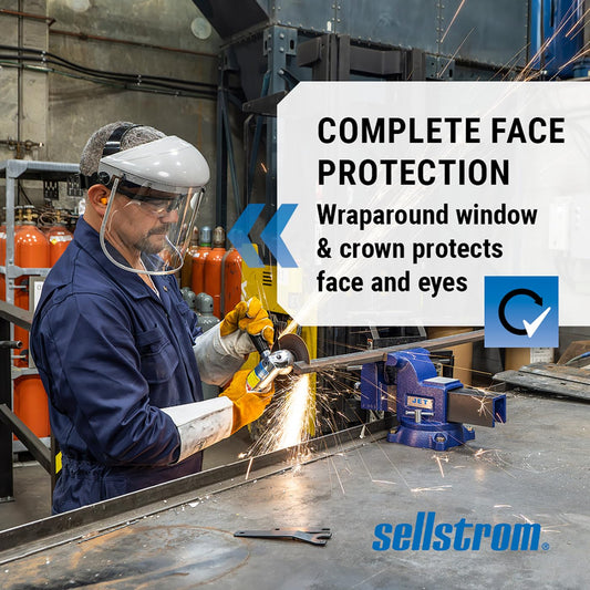 Sellstrom Advantage Face Shield - Lightweight, High Impact, Polycarbonate Window with Reinforced Aluminum Binding, Protective Crown & Adjustable Ratchet Headgear, for Grinding, Cutting - CSA Z94.3 🍁 All In One Marketplace Canada
