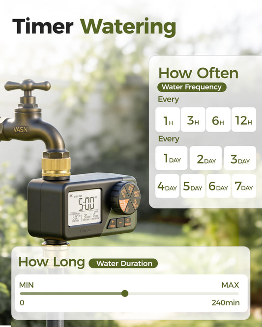 Diivoo Water Sprinkler Timer with Brass Inlet & Outlet, Irrigation Hose Timer with Weekly and Daily Frequency Irrigation, Rain Delay and Manual Watering for Lawns and Gardens 🍁 All In One Marketplace Canada