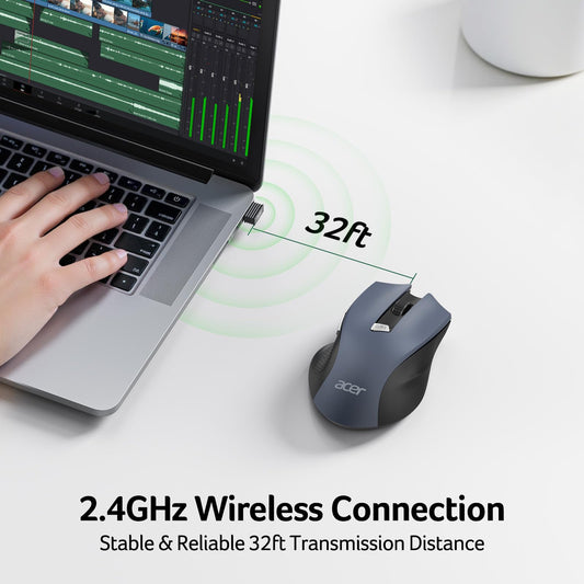 Acer Wireless Mouse for Laptop, 2.4GHz Computer Mouse Wireless with USB Receiver, Portable Cordless Mice, 3 Adjustable DPI Ergo USB Mice, 6 Buttons, Medium to Large Sized Hands for PC, Laptop, Desktop 🍁 All In One Marketplace Canada