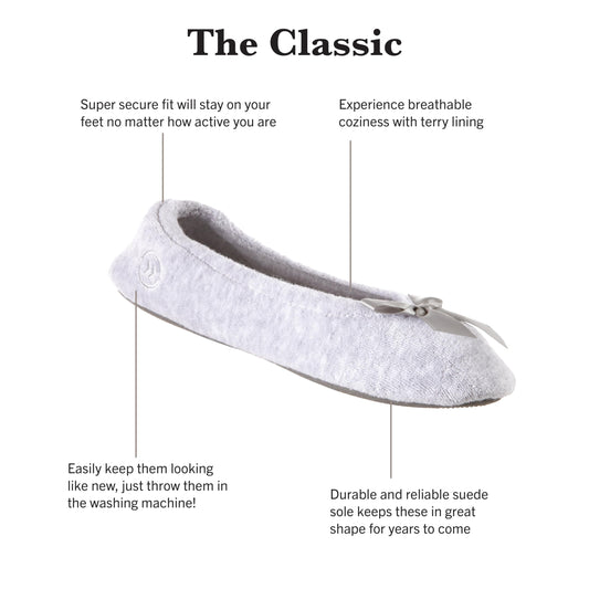 isotoner Women's 2 Pack Ballerina Slipper Quilted and Solid Ballet Flat, Light Grey Quilted, Navy Blue Solid, 9.5-10.5 🍁 All In One Marketplace Canada