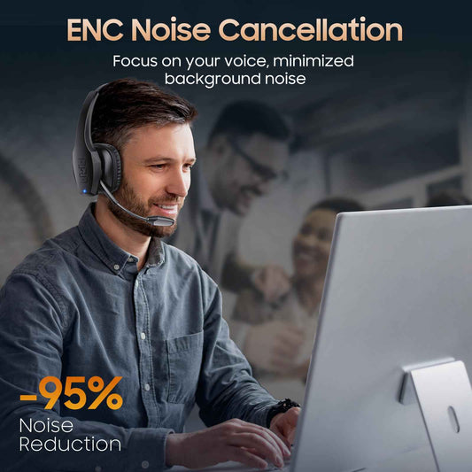 Bluetooth Headset with Microphone, Trucker Headset Bluetooth Wireless Noise Cancelling & Mute Button, 55 Hours Working Time Wireless On-Ear Headset 🍁 All In One Marketplace Canada