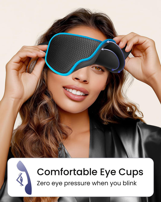 WAOAW Sleep Mask Blackout, Eye Mask for Sleeping - 3D Breathable Soft Comfortable, Adjustable Light Blocking Night Sleeping Mask(Blue) 🍁 All In One Marketplace Canada