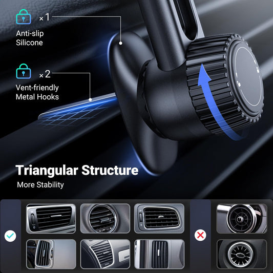 UGREEN Magsafe Phone Mount for Car, Not Blocking Air Vent, with 2 Metal Rings for All Phones Strengthen Magnetic Car Phone Holder Compatible with iPhone 17 16 15 Pro Max 14 13 12 Pro Mini MagSafe Case 🍁 All In One Marketplace Canada